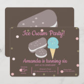 Invitation Cuillère à glace et confettis de sandwich à glace (Devant / Derrière)