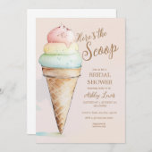 Invitation Cuillère à glace, glace à l'aquarelle (Devant / Derrière)