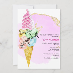 Invitation Cuillère de glace Mariage avec paillettes rose o