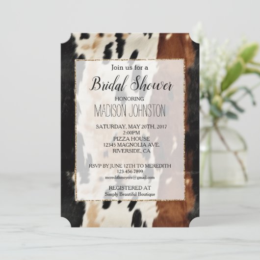 Invitation Cuir de vache crème marron occidental (Debout devant)