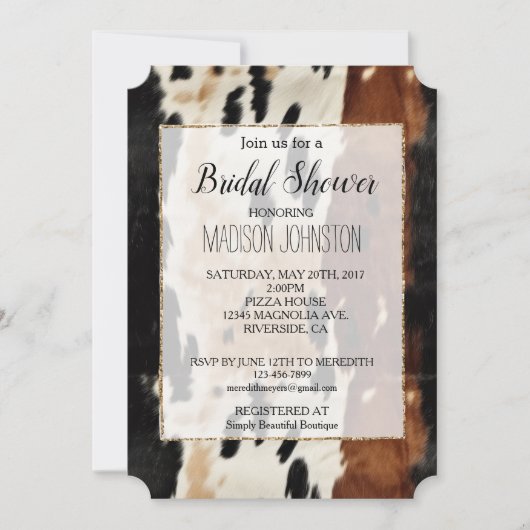 Invitation Cuir de vache crème marron occidental (Devant)