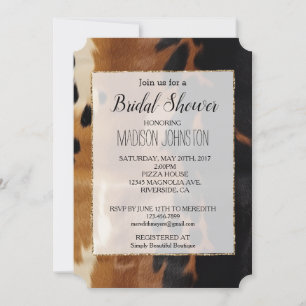 Invitation Cuir de vache noir marron or Sud-Ouest 