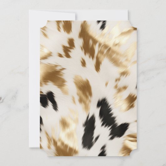 Invitation Cuir de vache occidental crème or noir  (Dos)