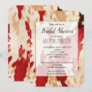 Invitation Cuir de vache occidentale crème blanc rouge