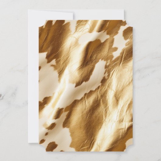 Invitation Cuir de vache occidentale crème dorée  (Dos)