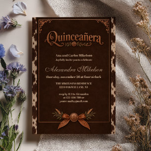 Invitation Cuir de vachette de l'Ouest Copper pour Quinceañer