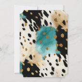 Invitation Cuir de vachette turquoise noir crème or western c (Dos)