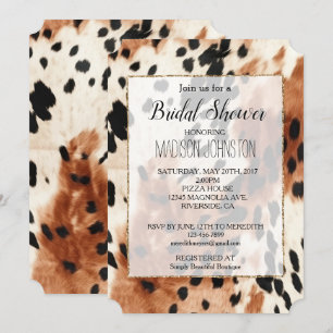 Invitation Cuir de vachette Western Marron Crème