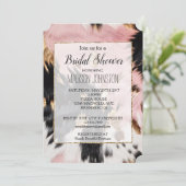 Invitation Cuir de vachette western rose noir blanc or (Debout devant)