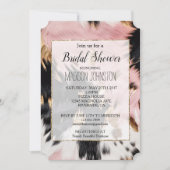 Invitation Cuir de vachette western rose noir blanc or (Devant)