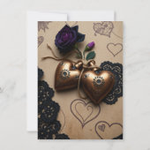 Invitation Cuir, dentelle et Rose Mariage gothique Steampunk (Dos)