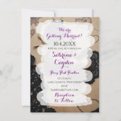 Invitation Cuir, dentelle et Rose Mariage gothique Steampunk (Devant)