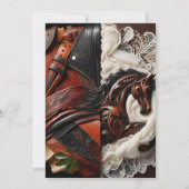 Invitation Cuir, dentelle, Mariage campagnard à cheval (Dos)