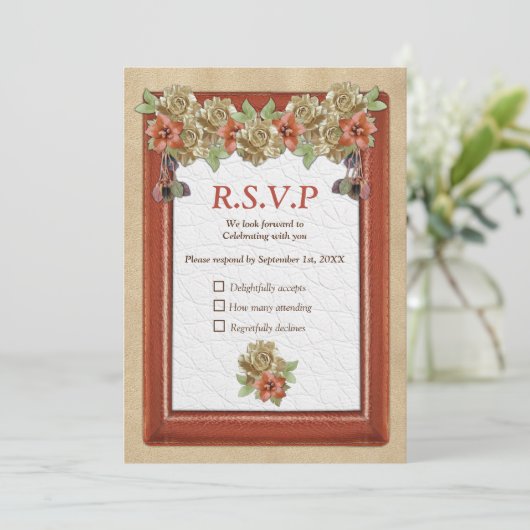 Invitation Cuir et daim Texture Art RSVP (Debout devant)