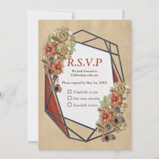 Invitation Cuir et daim Texture Art RSVP (Devant)