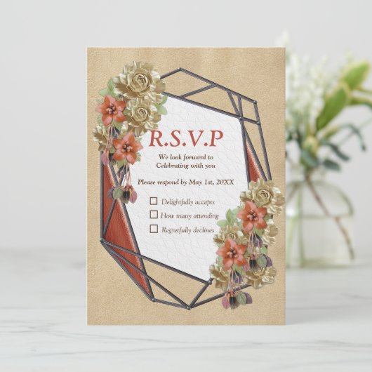 Invitation Cuir et daim Texture Art RSVP (Debout devant)
