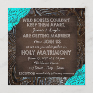 Invitation Cuir et mariage de dentelle