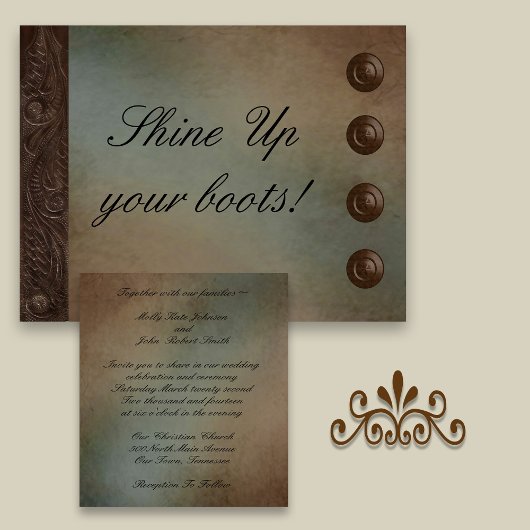 Invitation Cuir (faux) et Turquoise brillent vers le haut vos