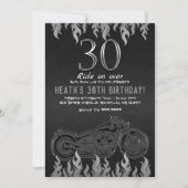 Invitation Cuir Noir Moto Argent 30e 30 Anniversaire (Devant)