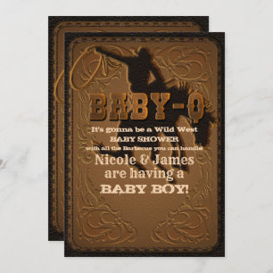 Invitation Cuir Ouest sauvage Ouest Cowboy BABY-Q DOUCHE BBQ