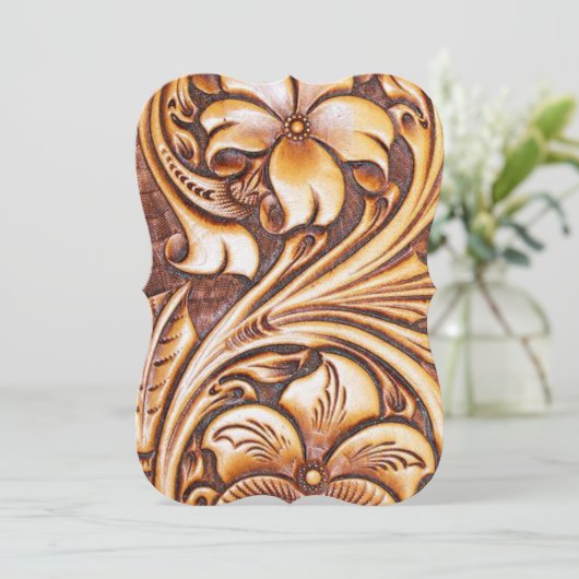 Invitation Cuir ouvragé de cow-boy de campagne occidental vin (Debout devant)