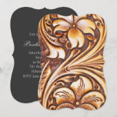 Invitation Cuir ouvragé de style western vintage (Devant / Derrière)