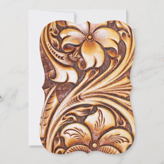 Invitation Cuir ouvragé de style western vintage (Devant)