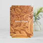 Invitation cuir rustique occidental pays cow-boy trop ouvragé (Debout devant)