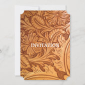 Invitation cuir travaillé de style western rustique (Devant)