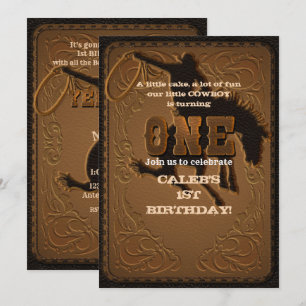 Invitation Cuir Western Sauvage Ouest Cow-boy Premier 1er Ann