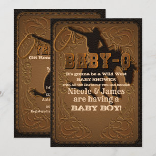 Invitation Cuir Western Wild West Cowboy BABY-Q DOUCHE BBQ