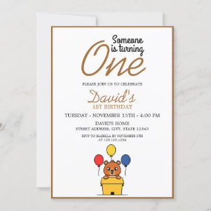 Invitation Cuisine Brown Ours Thème Garçon 1er Anniversaire