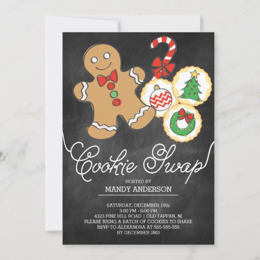 Invitation Cuisine Chalkboard Holiday Cookie Swap (Devant)