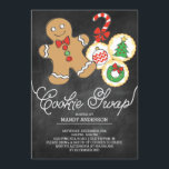 Invitation Cuisine Chalkboard Holiday Cookie Swap<br><div class="desc">Invitation tous à votre fête de Noël d'échange de biscuits de vacances avec notre élégante invitation avec un arrière - plan moderne en damier avec un homme en pain d'épices,  des biscuits à sucre de canne et à sucre de vacances.</div>
