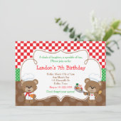 Invitation Cuisine Chef Ours Fête d'anniversaire (Debout devant)