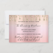 Invitation Cuisine de Chef de Fête de Cuisine Rose Dorée Ombr (Dos)