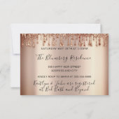Invitation Cuisine de Chef de Fête Rose Gold Glitter Drip (Dos)
