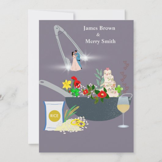 Invitation Cuisine délicieuse cérémonie de Mariage d'amour (Devant)