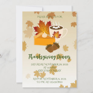 Invitation Cuisine du dîner de Thanksgiving Tarte au potiron