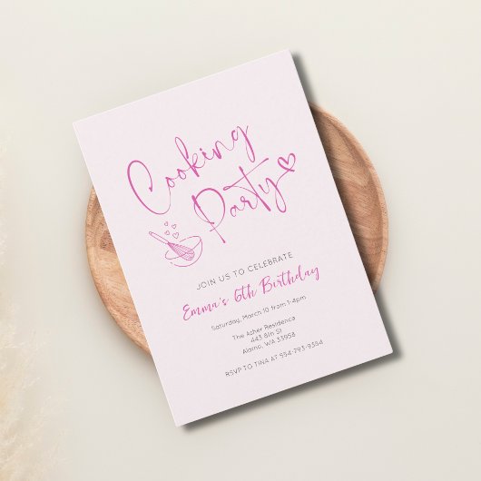 Invitation Cuisine Enfants roses Anniversaire Modèle d'invita