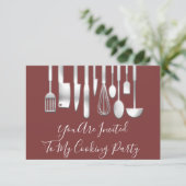 Invitation Cuisine Fête Chef Cuisine Restaurant Rose Argent (Debout devant)
