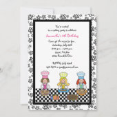 Invitation Cuisine Filles Anniversaire de enfant pâtissier (Devant)