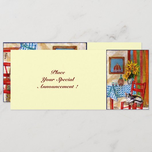 Invitation CUISINE ITALIENNE À FLORENCE, Rouge Bleu (Devant / Derrière)