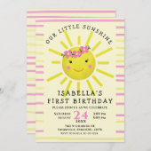 Invitation Cuisine Jaune Notre Petit Soleil 1ère fête d'anniv (Devant / Derrière)