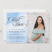 Invitation Cuisine moderne Photo Blue Cloud Neuf Baby shower (Devant)