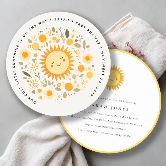 Invitation Cuisine Notre Petit Baby shower Soleil Boho