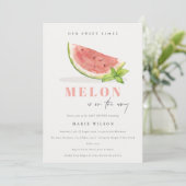 Invitation Cuisine Notre Petit Melon Aquarelle Baby shower ro (Debout devant)