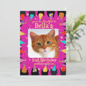 Invitation Cuisine Personnalisée Photo Chat Rose Anniversaire (Debout devant)