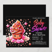 Invitation Cuisine Petit Baby shower de filles muffin (Devant / Derrière)