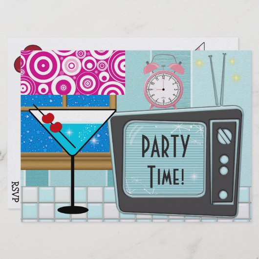 Invitation Cuisine rétro - Cocktail - Dîner - SRF (Devant / Derrière)